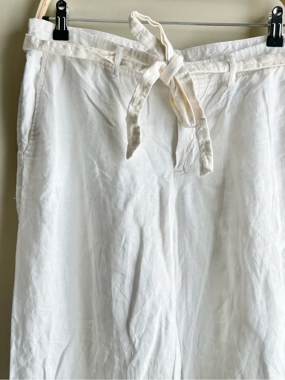Banana Republic White Wide-Leg Linen Pants